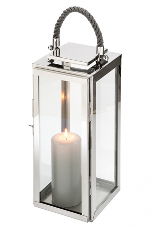 Suporturi lumanari - Felinar SEVILLA, otel inoxidabil/sticla, 43x18x18 cm