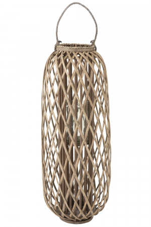 Suporturi lumanari - Felinar Willow, Lemn, Gri, 35x35x95 cm