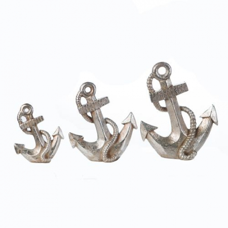 Mare si soare - Figurina anchor, ceramica, argintiu, 6x21x25 cm