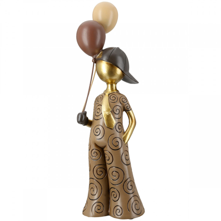 Modern - Figurină, Băiat, Motiv cravată, Rășină sintetică, maro, PU 2, L. 10 cm, L. 11 cm, H 38 cm