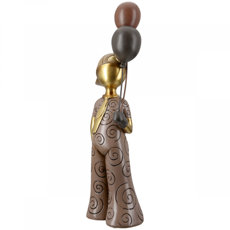 Modern - Figurină, Băiat, Motiv cravată, Rășină sintetică, maro, PU 2, L. 8 cm, L. 10 cm, H 33 cm