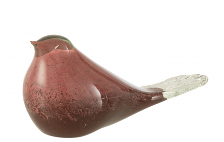 Arta sticlei - Figurina Bird, Sticla, Roz, 22x8x10 cm