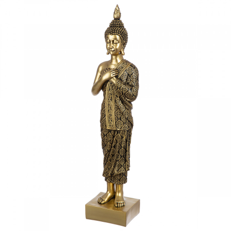 Oriental - Figurină, Buddha, Buddha gânditor, Polirășină, aurie, PU 1, L. 9,5 cm, L. 12,5 cm, H. 55 cm