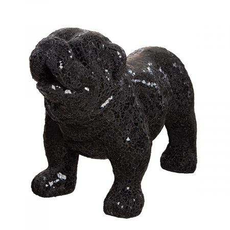 Modern - Figurină, Câine, Black Disco, Bulldog, Fibră de sticlă, negru, PU 1, L. 30 cm, L. 42 cm, H. 42 cm