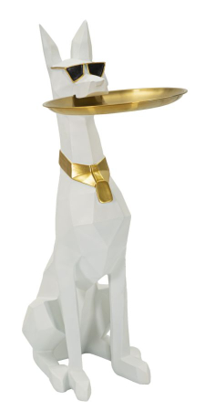 Animale - Figurina Caine cu tava, cm 27x51x74 (tava cm ø 30)