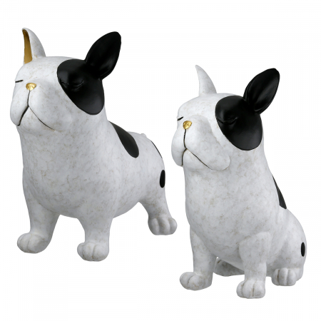 Animale - Figurină, Câine, punctat, Rășină sintetică, alb, PU 2, 2 asortate, L. 10 cm, L. 27 cm, H 21 cm