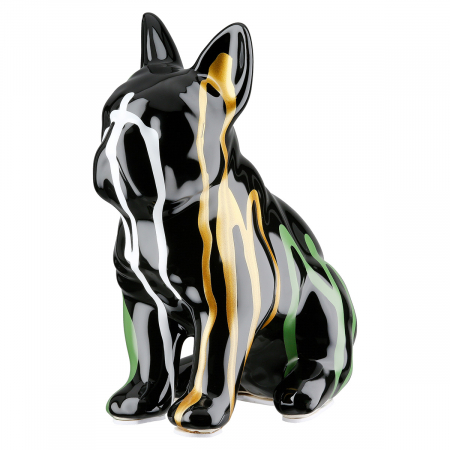 Arta sticlei - Figurină, Câine, Scuro, Bulldog, Ceramica, negru, multicolor, PU 2, L. 10 cm, L. 15 cm, H. 19 cm