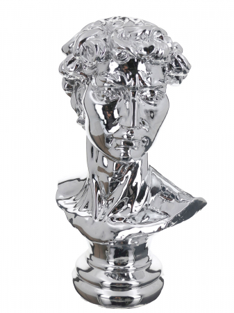 Statui - Figurină, Capul lui David, Rășină sintetică, argintie, PU 1, L. 17 cm, L. 25 cm, H 38 cm