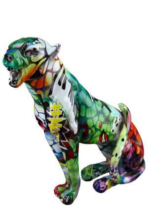 Street art - Figurina Cheetah Street Art, Rasina, Multicolor, 20x20x6 cm