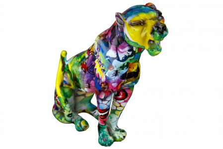 Street art - Figurina Cheetah Street Art, Rasina, Multicolor, 28x21.5x7 cm
