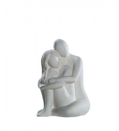 Dragobete - Figurina Couple Cuddling, ceramica, crem, 25 cm