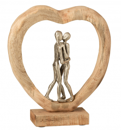Dragobete - Figurina Couple, Lemn, Natural, 29x9x35 cm