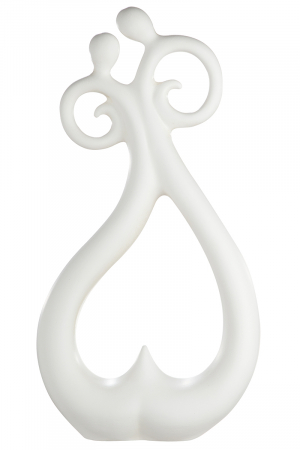 Dragobete - Figurina Couple Together, ceramica, crem, 22x9.5x42 cm