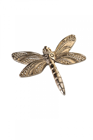 Animale - Figurina Dragonfly, Aluminiu, Auriu, 13x14x1 cm