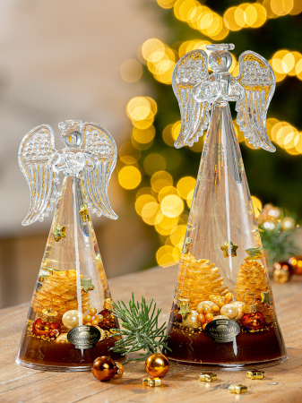 Ingeri - Figurina Dreamlight, inger Mediu, „Cozy Nigh”, Sticla, maro, PU 4, Latime 8 cm, inaltime 20 cm, Adancime 7,8 cm