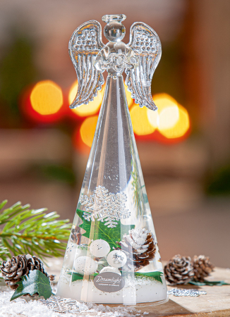 Ingeri - Figurina Dreamlight, inger Mediu, „Iarna”, Sticla, verde, alb, PU 4, L. 8 cm, L. 8 cm, H 20 cm