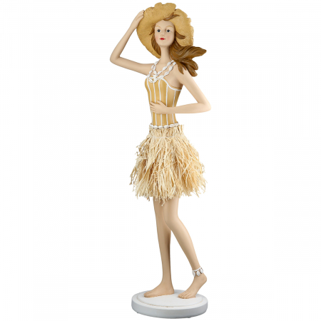 Mare si soare - Figurină, Femeie, cu dungi, Rășină sintetică, crem, alb, PU 1, L. 15 cm, L. 19 cm, H 59 cm