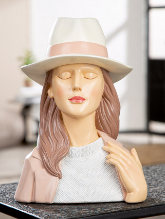 Modern - Figurină, Femeie, Rășină sintetică, alb, PU 1, L. 18 cm, L. 21 cm, H 28 cm