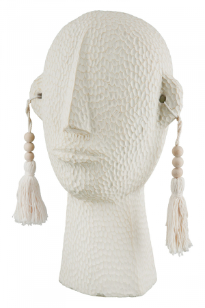 Tribal - Figurina Figure Face, Ciment, Alb, 13x18x29 cm