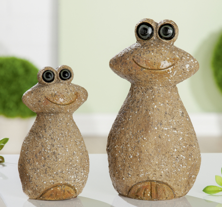 SALE % - Figurina frog Charly, rasina, maro, 7.5x13.5x6 cm