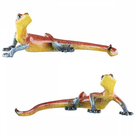 Arta sticlei - Figurină, Gecko, Emmanuel, Polyresin, roșu, galben, PU 4, 2 buc. asortate, L. 25 cm, H. 8 cm