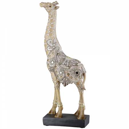 Animale - Figurină, Girafă, Motiv oglindă, oriental, Rășină sintetică, maro, PU 2, L. 5 cm, L. 11 cm, H 31 cm