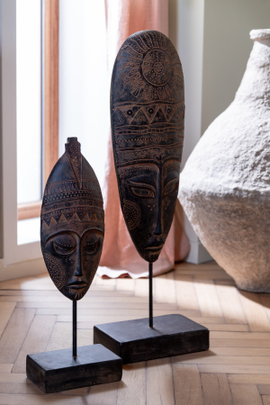 Tribal - Figurina Head Ethnic, Plastic/Fibre sintetice, Maro, 20.5x12.5x52.5 cm