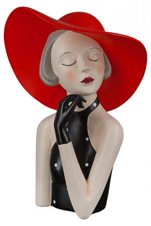 Modern - Figurina Lady Red Hat, Rasina, Multicolor, 20x27x14 cm