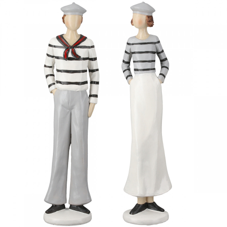 Mare si soare - Figurină, Matrose, cu dungi, Rășină sintetică, crem, gri, PU 4, 2 asortate, L. 7 cm, l. 7 cm, H 30 cm