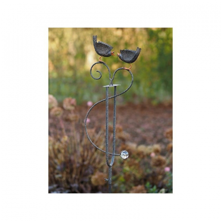 Decoratiuni terasa si gradina - Figurina metal 2 Birds garden stake, 160x12x25 cm