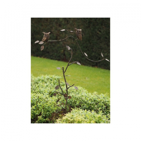 Decoratiuni terasa si gradina - Figurina metal Balance owls, 135x15x85 cm