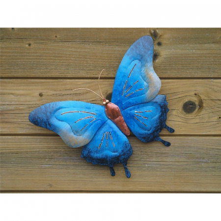 Decoratiuni terasa si gradina - Figurina metal Butterfly blue small, 24x4x32 cm