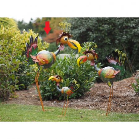 Decoratiuni terasa si gradina - Figurina metal Colourful bird 2, 125x28x86 cm