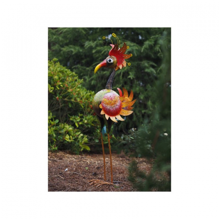Decoratiuni terasa si gradina - Figurina metal Large colourful bird, 120x50x25 cm