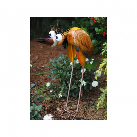 Decoratiuni terasa si gradina - Figurina metal Large colourful bird (yellow), 90x30x78 cm