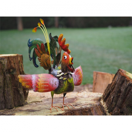 Decoratiuni terasa si gradina - Figurina metal Large rooster, 58x18x65 cm