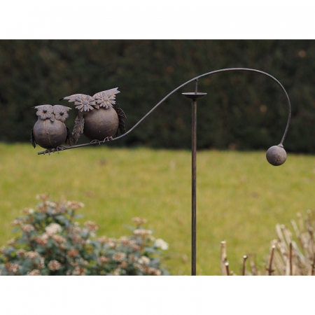 Decoratiuni terasa si gradina - Figurina metal Balance owls, 140x10x60 cm