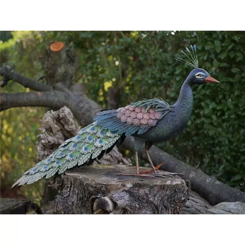 Decoratiuni terasa si gradina - Figurina metal Peacock, 51x26x93 cm