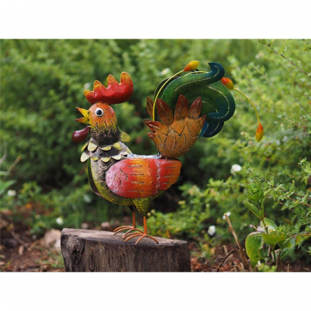 Decoratiuni terasa si gradina - Figurina metal Rooster, 37x15x40 cm