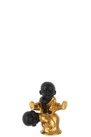 Oriental - Figurina Monk Jumping, Rasina, Negru, 12.5x7x15 cm
