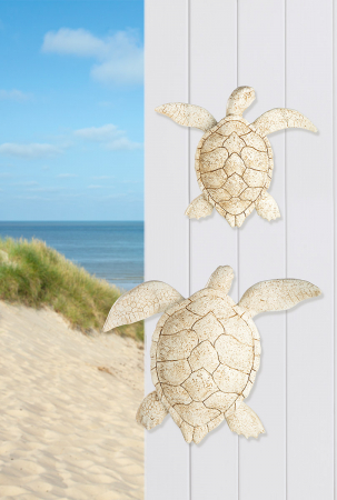 Animale - Figurină, Obiect de perete, broască țestoasă, Rășină sintetică, alb, PU 3, L. 19 cm, L. 23 cm, H 5 cm