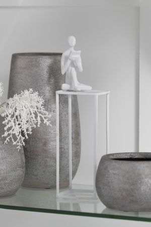 Modern - Figurina On Cube, Aluminiu, Alb, 10x10x30 cm