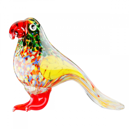 Arta sticlei - Figurină, Papagal, Sticlă, verde, portocaliu, roșu, galben, PU 2, L. 7 cm, L. 20 cm, H. 9 cm