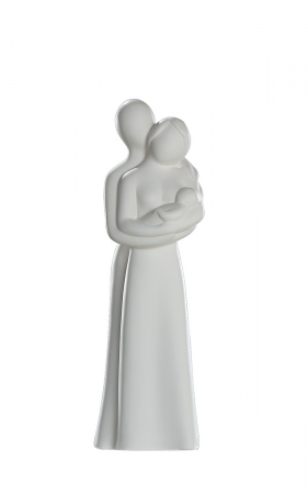 Familie - Figurina Parents with baby, ceramica, crem, 32 cm