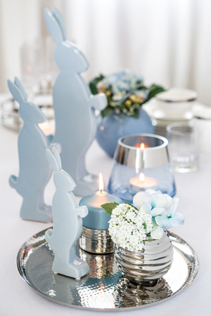 Primavara - Figurina iepure PASKO, Ceramica, albastru, 21x4x8 cm