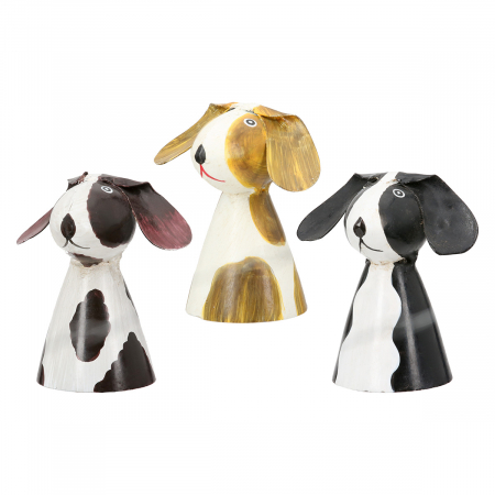 Animale - Figurină pe gard, Sparky, Fier, alb, PU 9, 3 buc. asortate, L. 6 cm, L. 6,5 cm, H. 7 cm