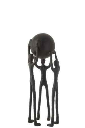 Modern - Figurina Person Circle Ball, Aluminiu, Negru, 20x20x48 cm