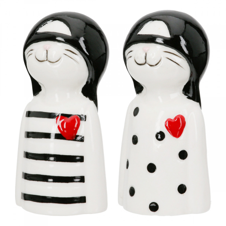 Animale - Figurină, Pisică, Cappy, Porțelan, alb, PU 12, 2 buc. asortate, L. 3 cm, L. 4 cm, H. 7,5 cm