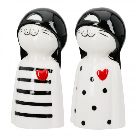 Animale - Figurină, Pisică, Cappy, Porțelan, alb, PU 6, 2 buc. asortate, L. 5 cm, L. 5,5 cm, H. 12 cm