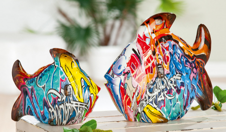 IN STOC - Figurina Pop Art peste, rasina, multicolor, 20x17.5x8 cm